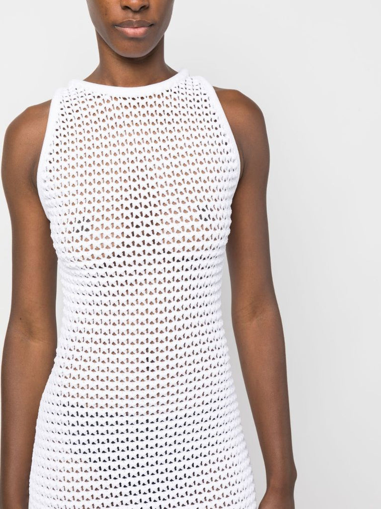 White Open-knit Maxi Dress