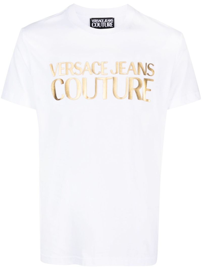 White Logo Print Cotton T-shirt