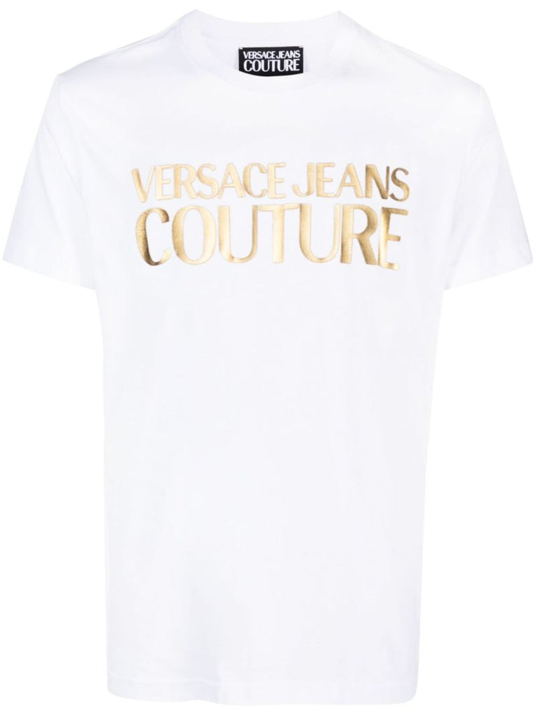 White Logo Print Cotton T-shirt