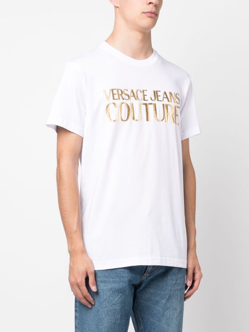 White Logo Print Cotton T-shirt