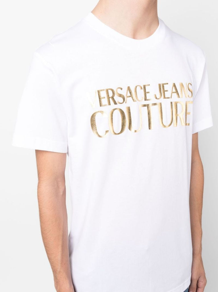 White Logo Print Cotton T-shirt