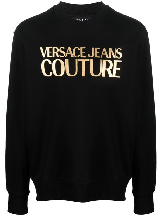 Black Logo Print Cotton Sweatshirt