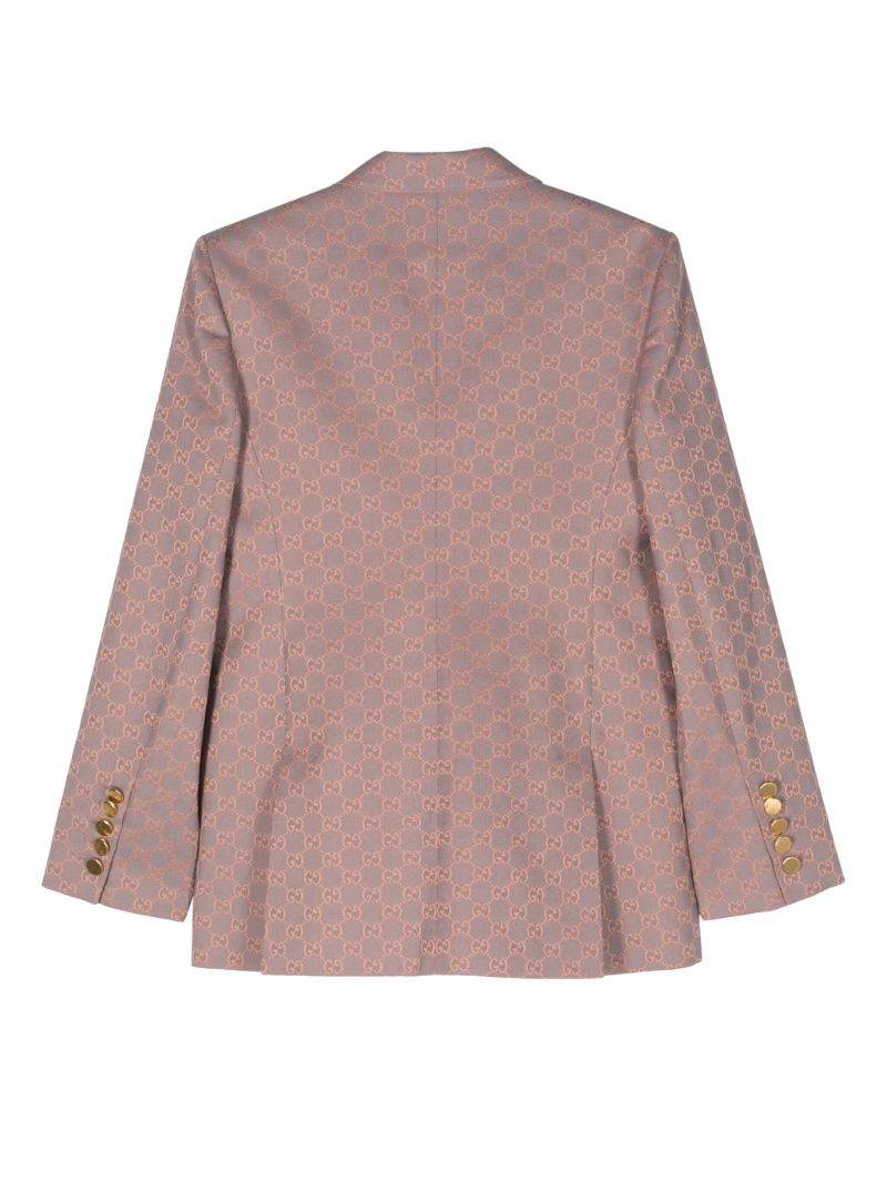 Pink Gg Cotton Canvas Double-breasted Blazer
