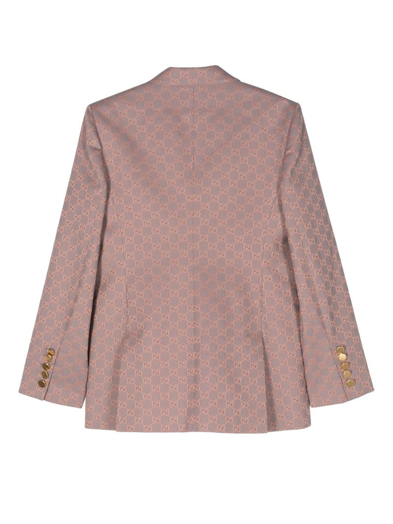Pink Gg Cotton Canvas Double-breasted Blazer