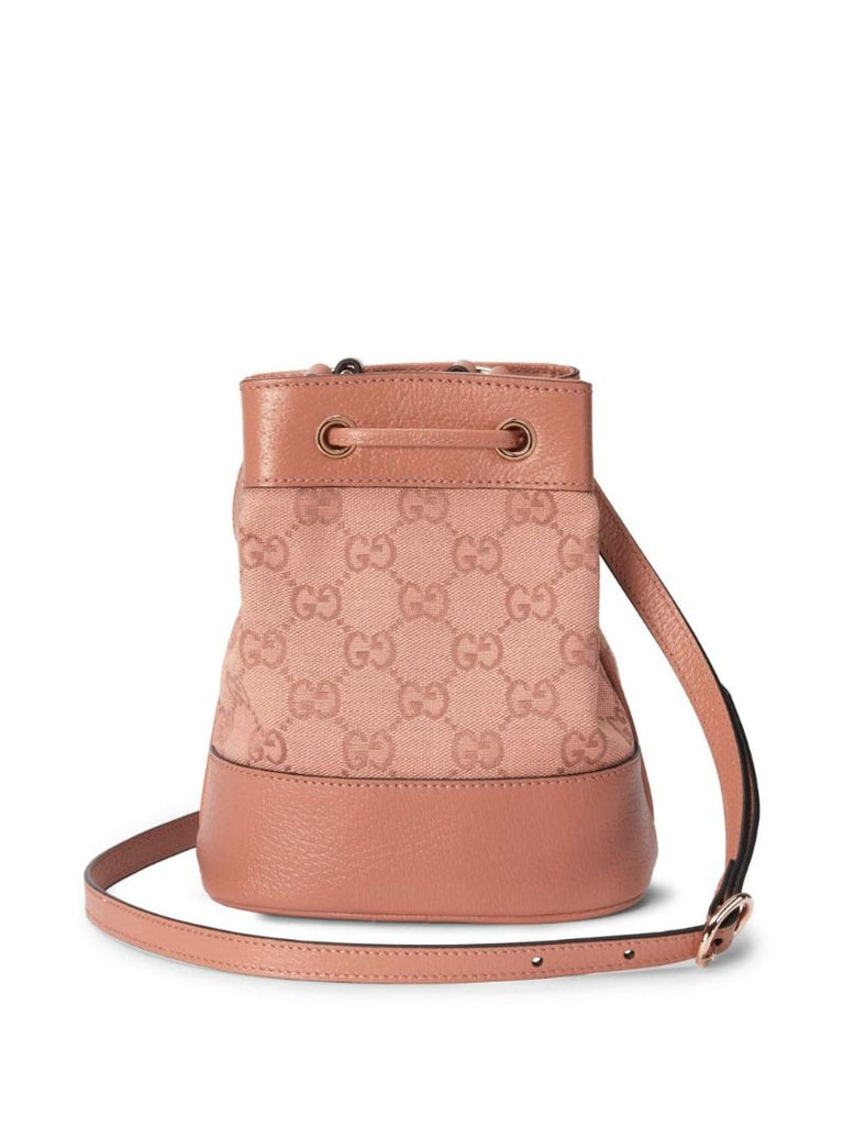 Pink Ophidia Gg Mini Canvas Bucket Bag