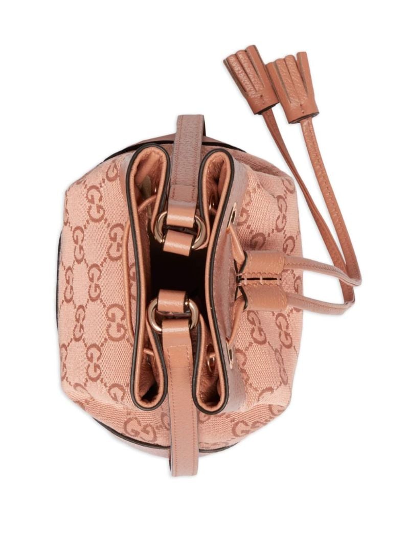 Pink Ophidia Gg Mini Canvas Bucket Bag