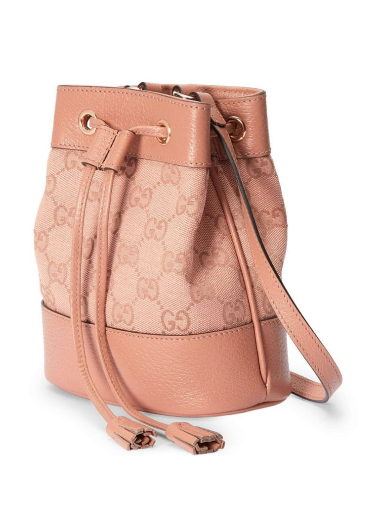 Pink Ophidia Gg Mini Canvas Bucket Bag