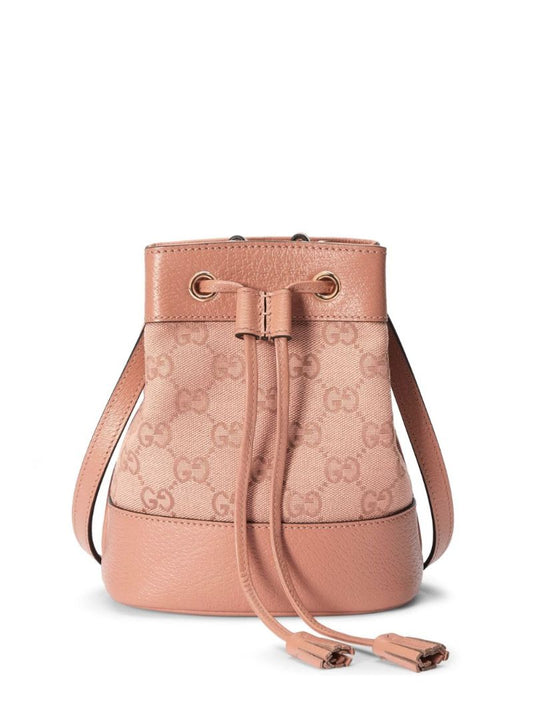 Pink Ophidia Gg Mini Canvas Bucket Bag
