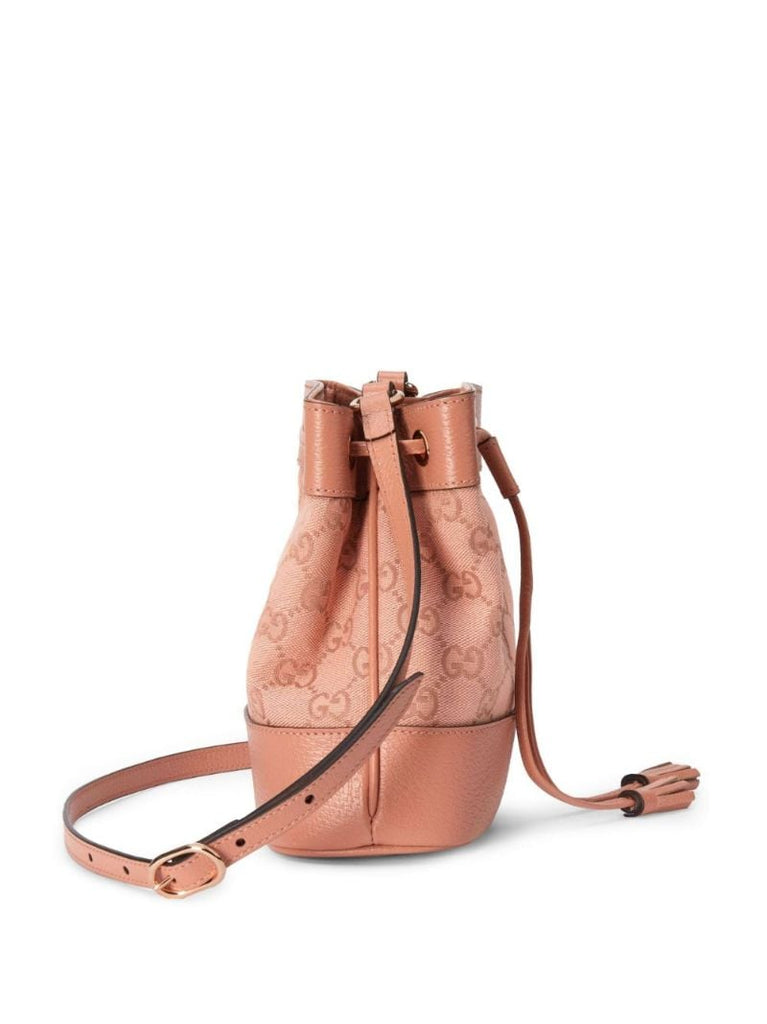 Pink Ophidia Gg Mini Canvas Bucket Bag