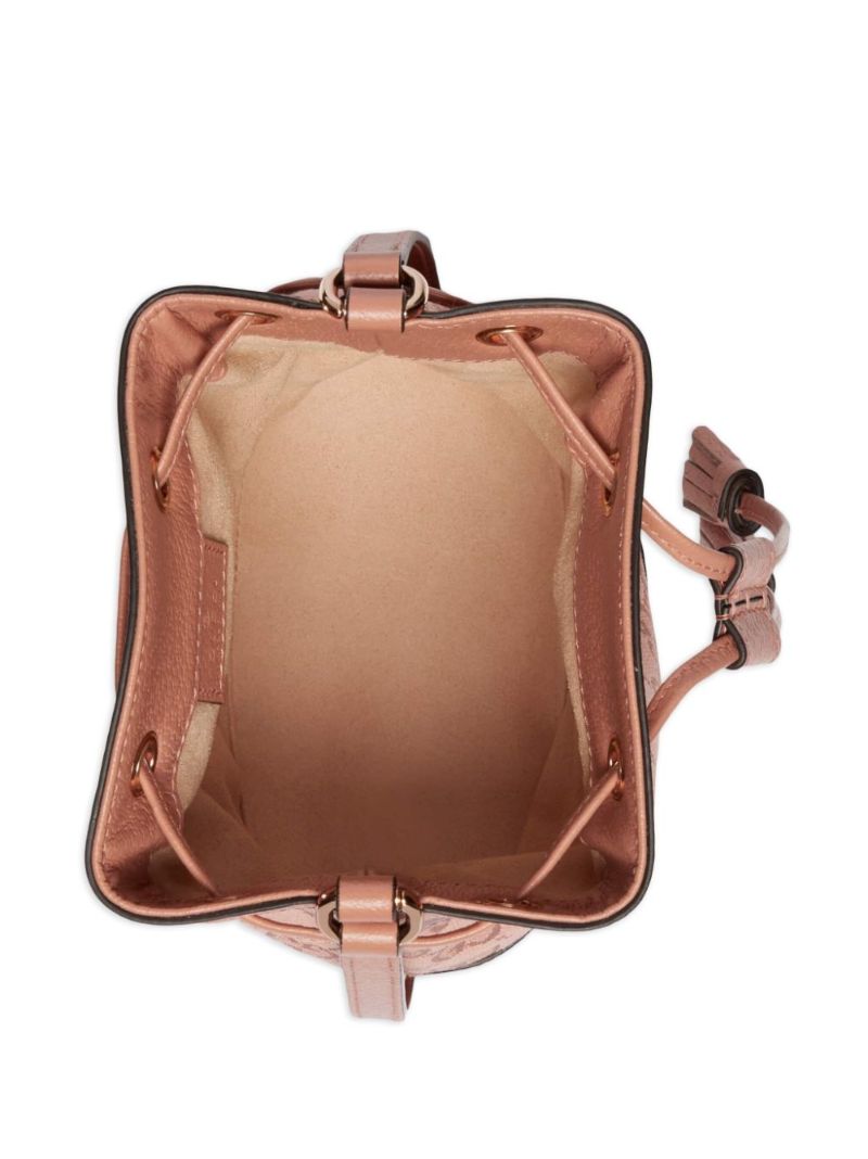 Pink Ophidia Gg Mini Canvas Bucket Bag