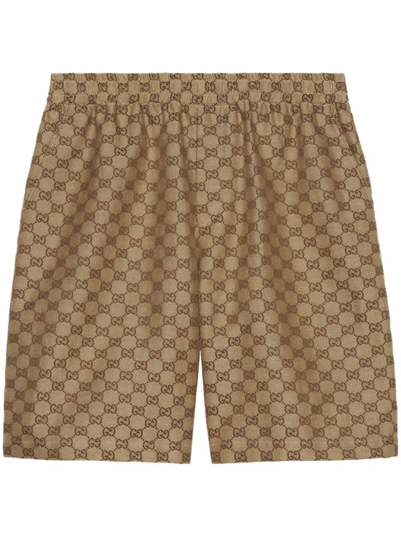 Brown Gg Supreme Linen Shorts