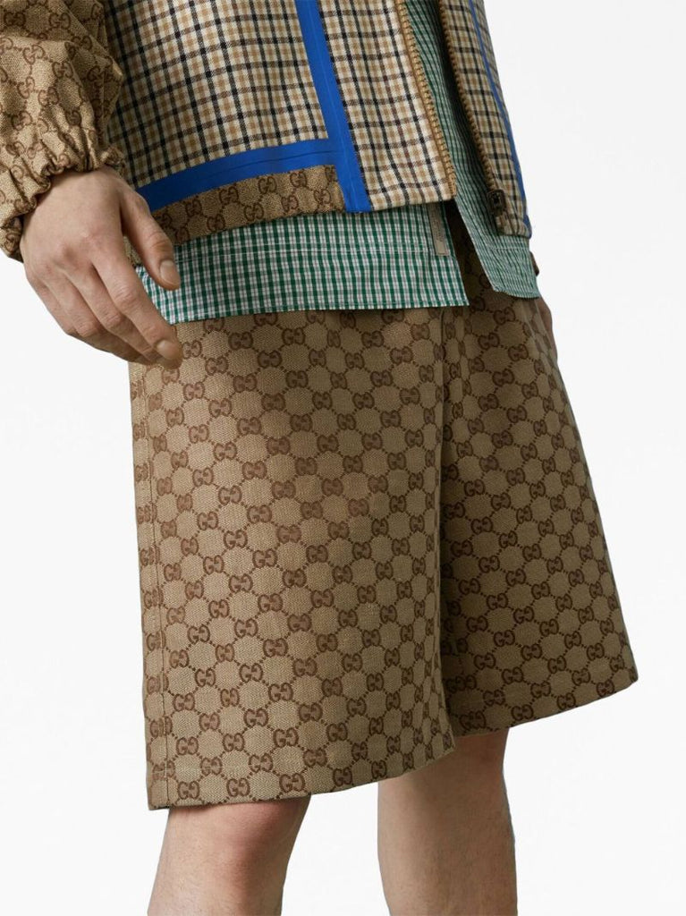 Brown Gg Supreme Linen Shorts