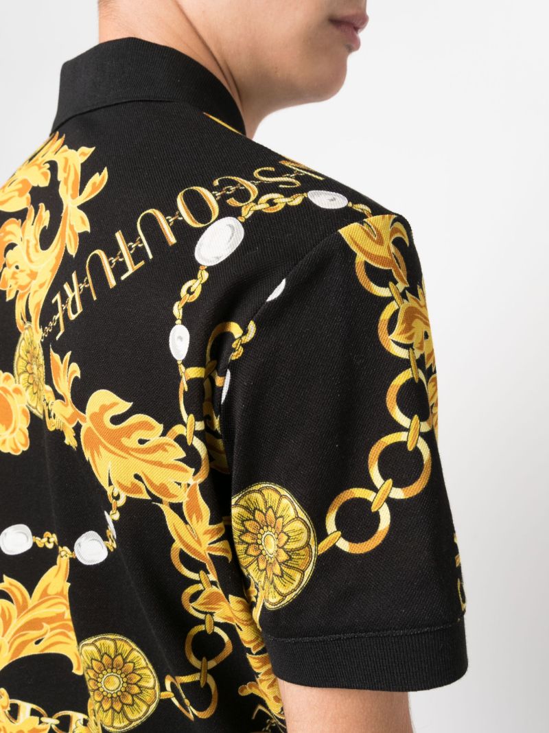 Black Couture Chain Print Polo Shirt