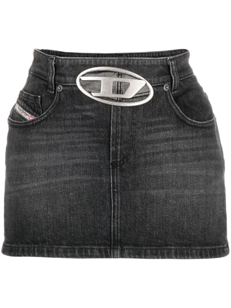 Black De-ron-s2 Denim Mini Skirt