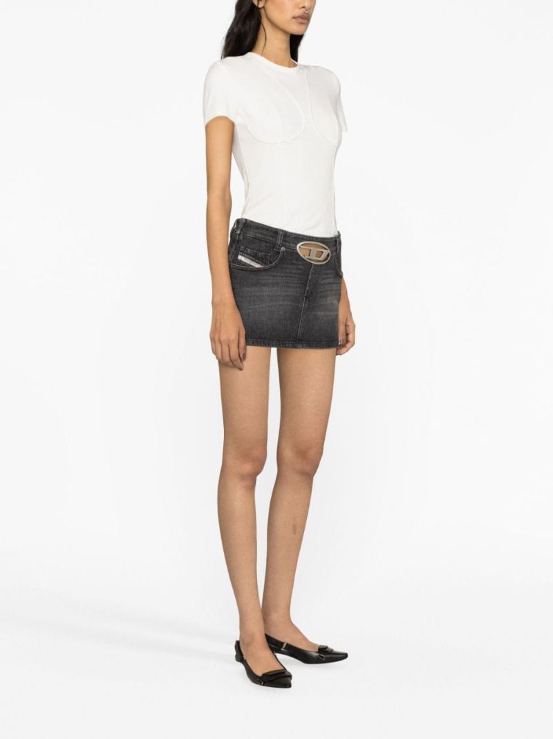 Black De-ron-s2 Denim Mini Skirt