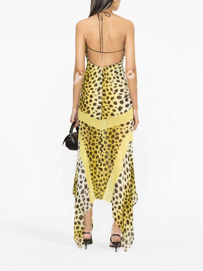 Yellow Saskia Cheetah-print Midi Dress