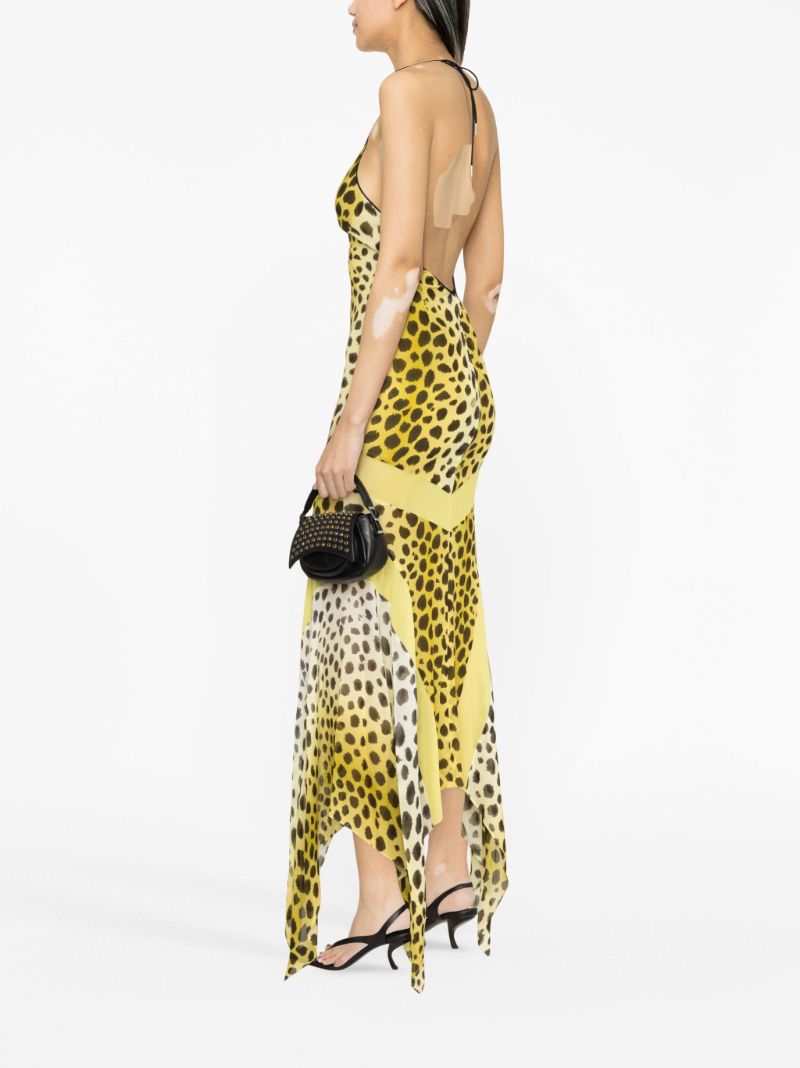 Yellow Saskia Cheetah-print Midi Dress