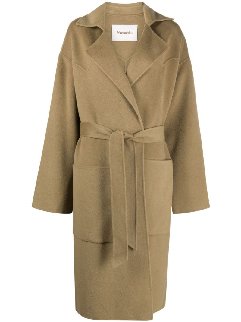 Green Alamo Wool Belted Coat