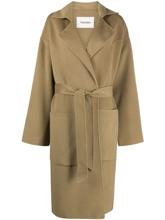 Green Alamo Wool Belted Coat