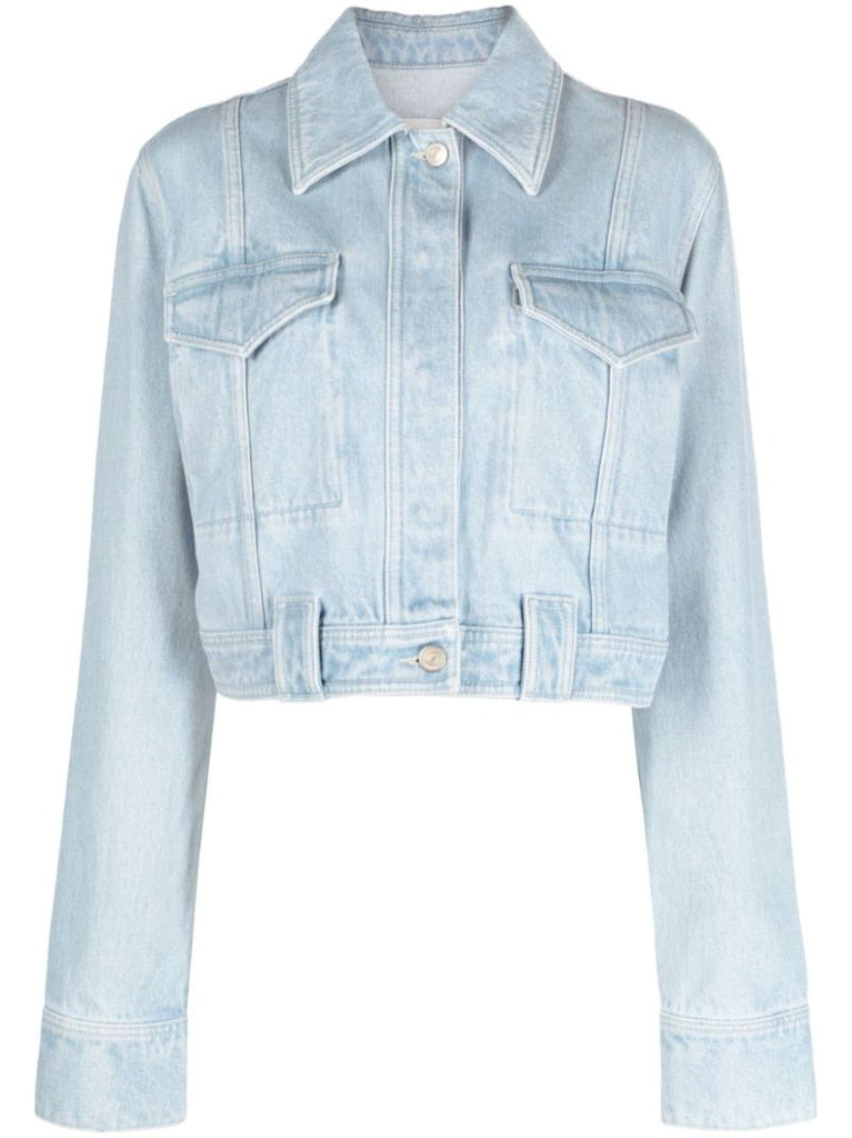 Blue Organic Cotton Cropped Denim Jacket