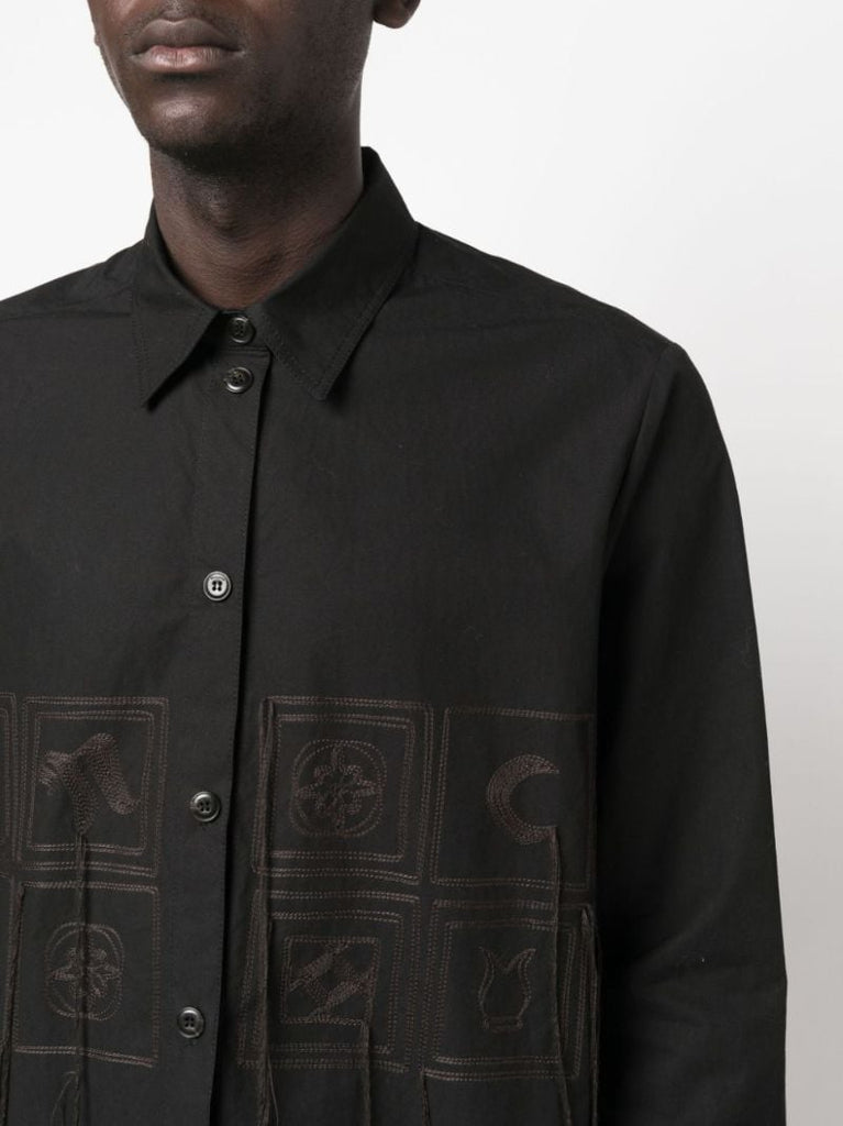 Black Embroidered Cotton Shirt