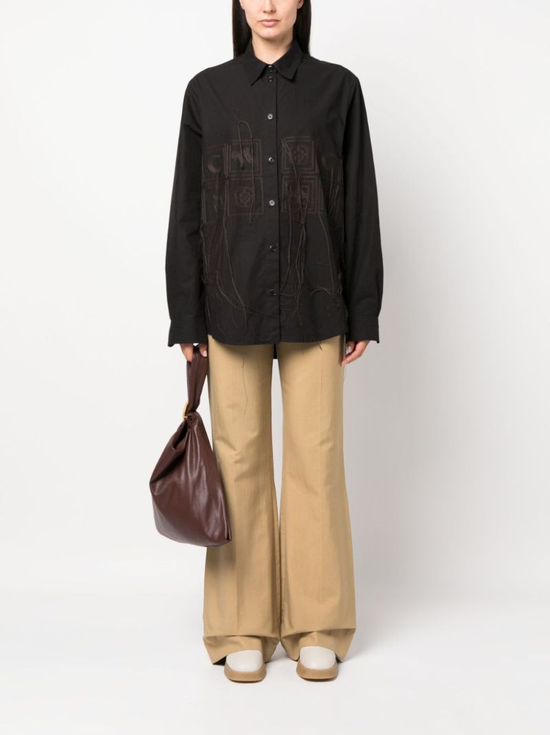 Black Embroidered Cotton Shirt