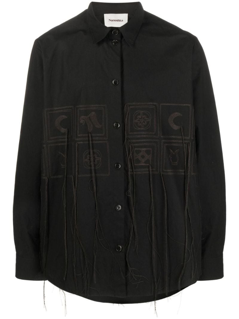 Black Embroidered Cotton Shirt