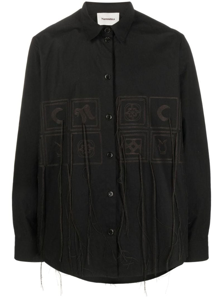 Black Embroidered Cotton Shirt