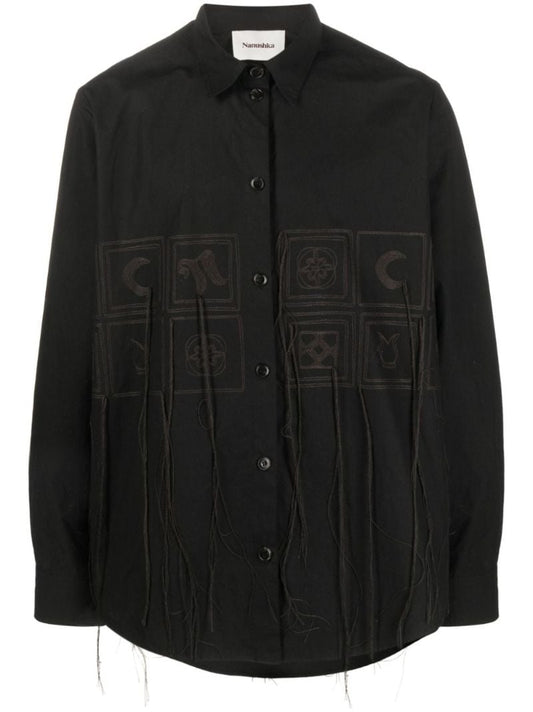 Black Embroidered Cotton Shirt