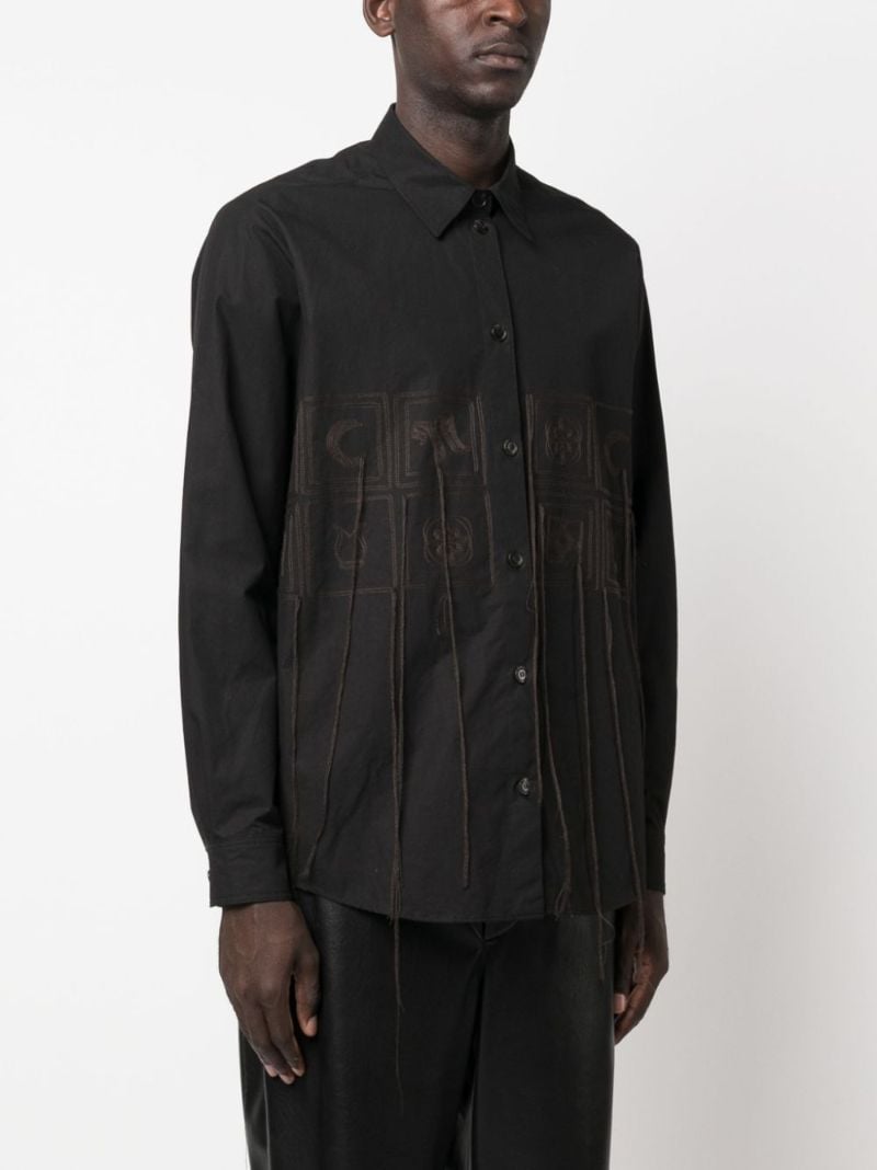 Black Embroidered Cotton Shirt