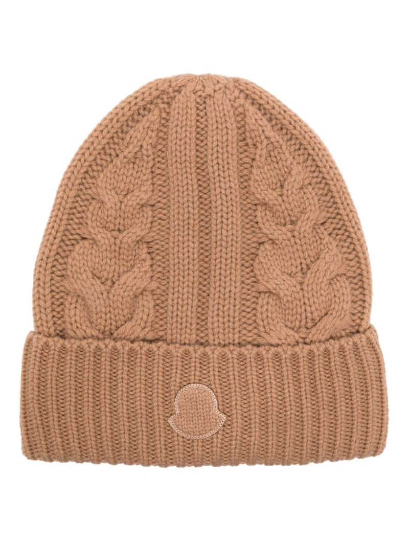 Brown Cable-knit Cashmere Beanie