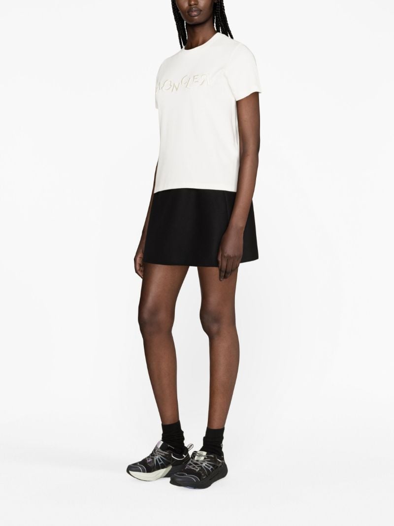 White Logo Embroidered Cotton T-shirt