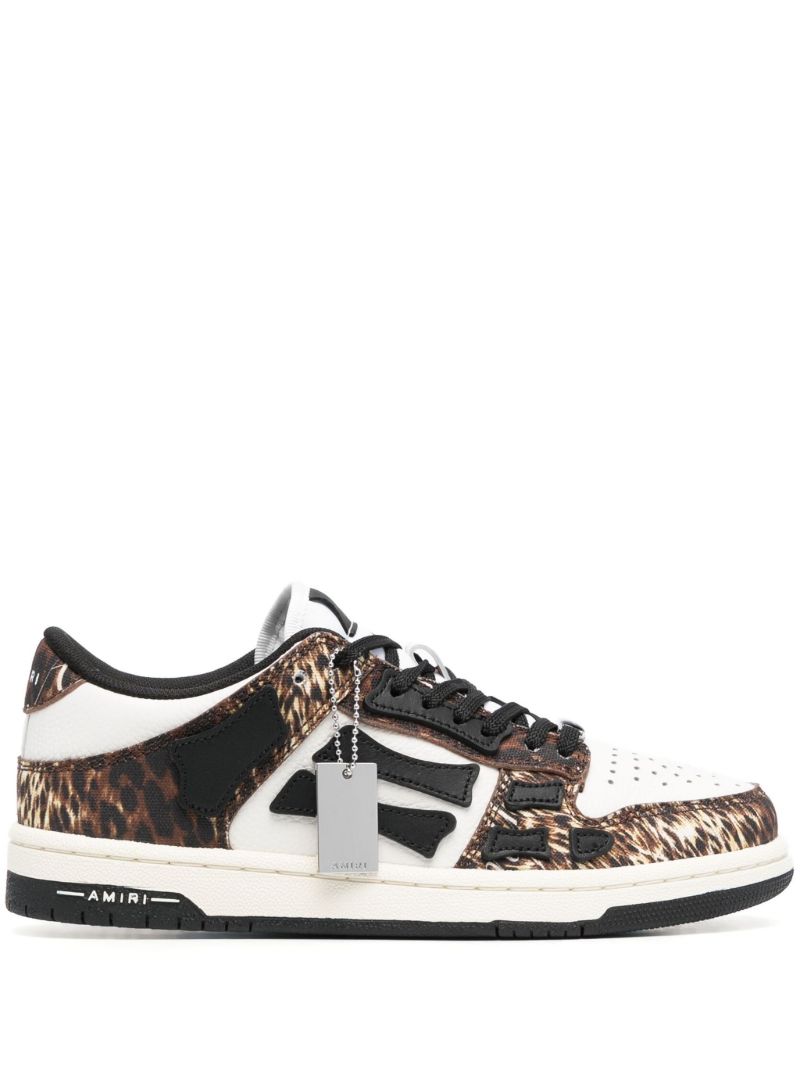 White Skel Leopard Print Sneakers