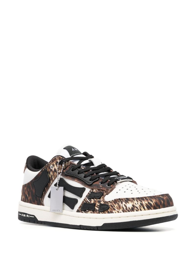 White Skel Leopard Print Sneakers