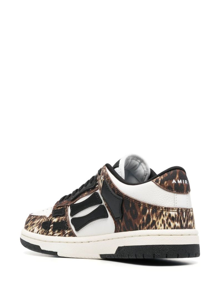 White Skel Leopard Print Sneakers