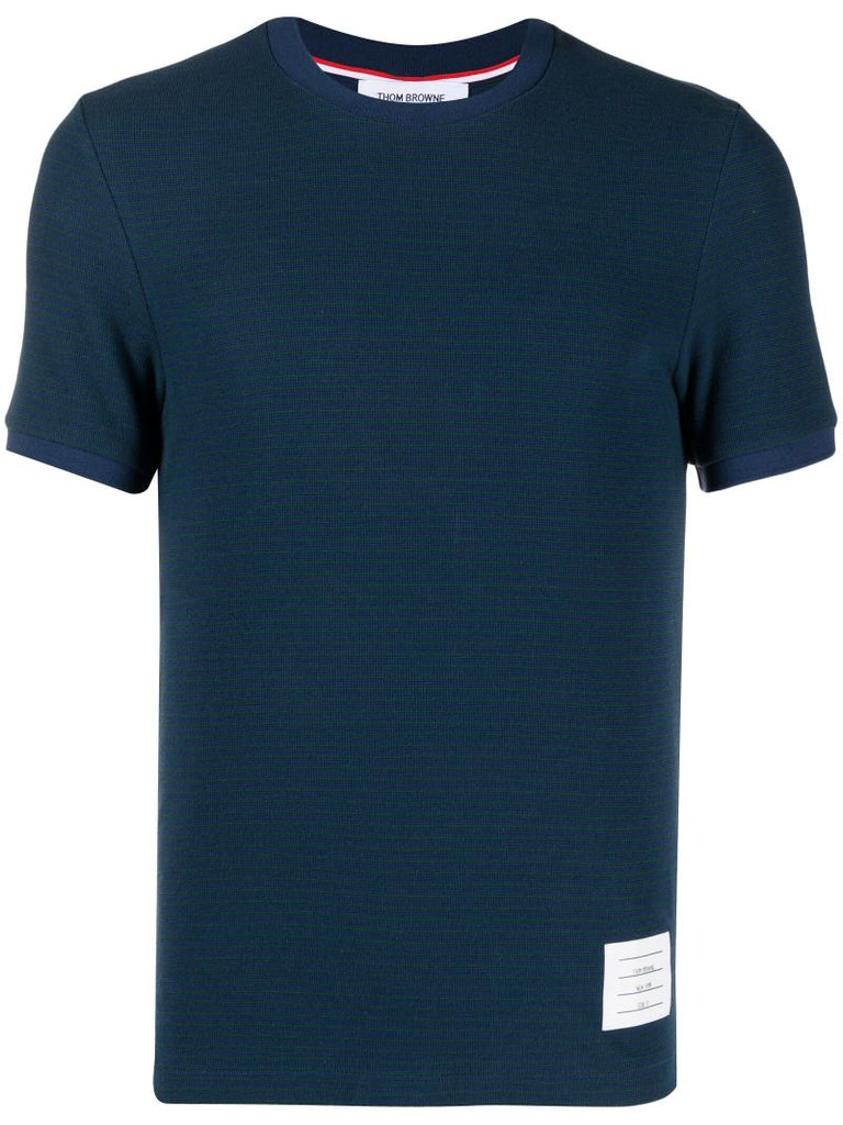 Blue Micro-waffle Cotton T-shirt