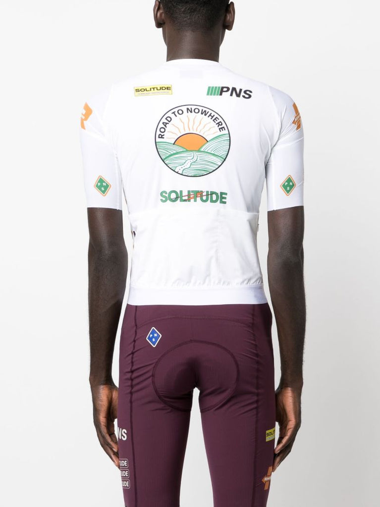 White Solitude Logo Print Cycling Top
