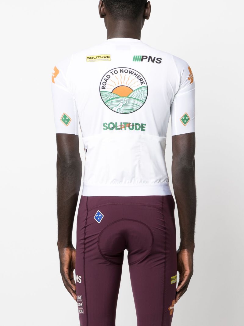 White Solitude Logo Print Cycling Top