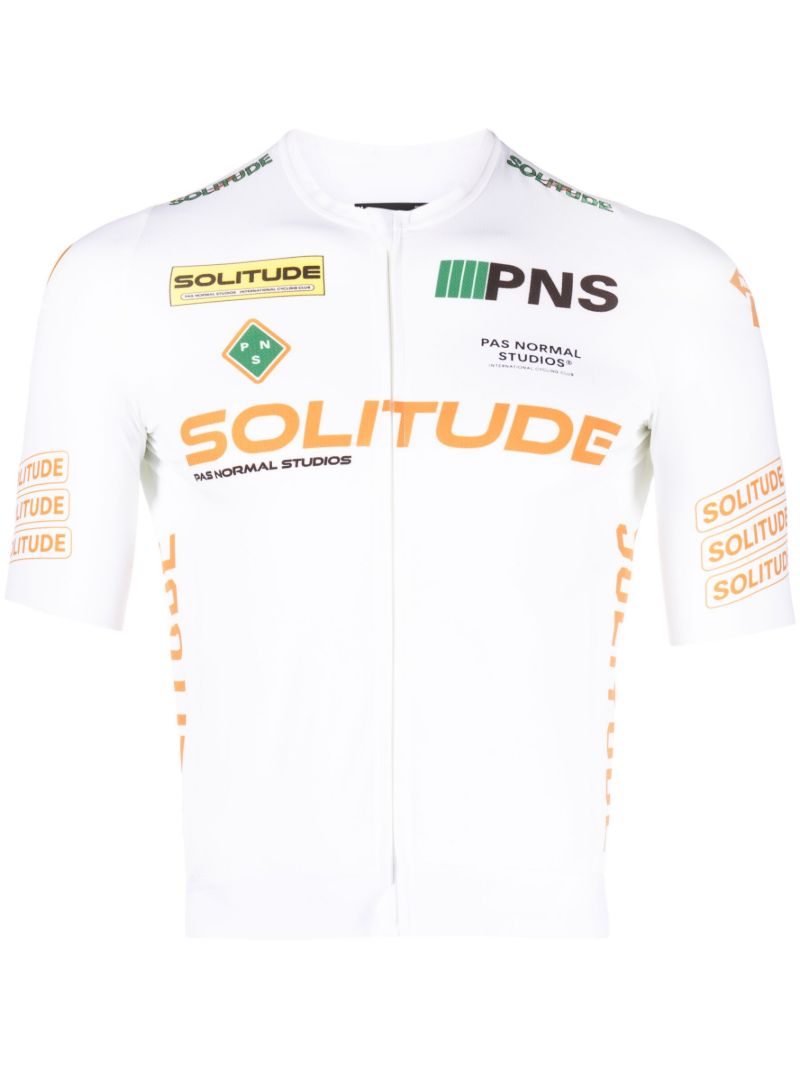 White Solitude Logo Print Cycling Top
