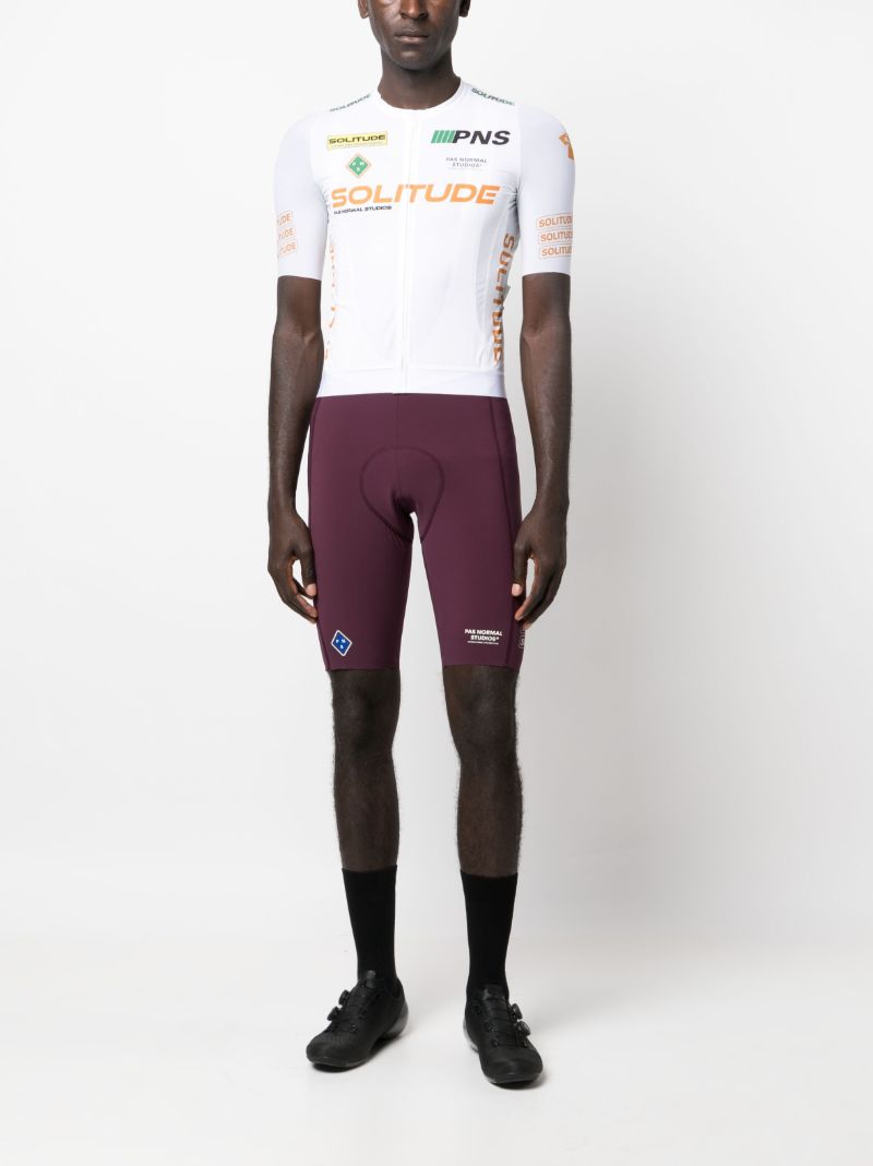 White Solitude Logo Print Cycling Top