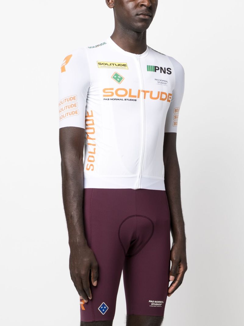 White Solitude Logo Print Cycling Top