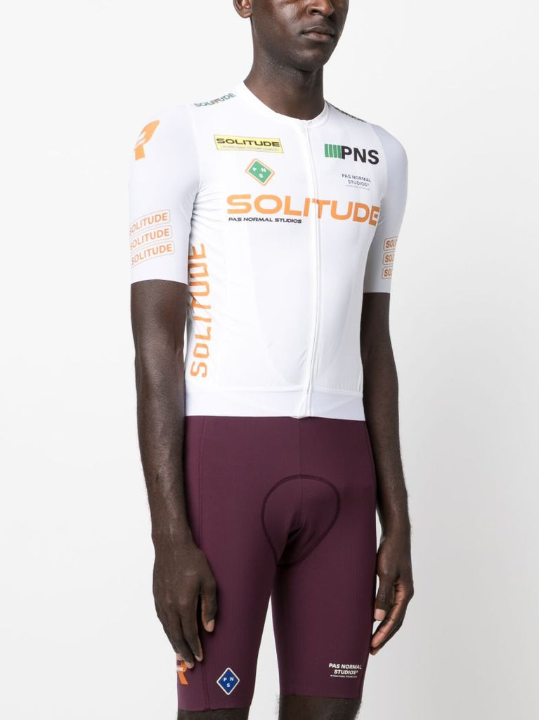 White Solitude Logo Print Cycling Top