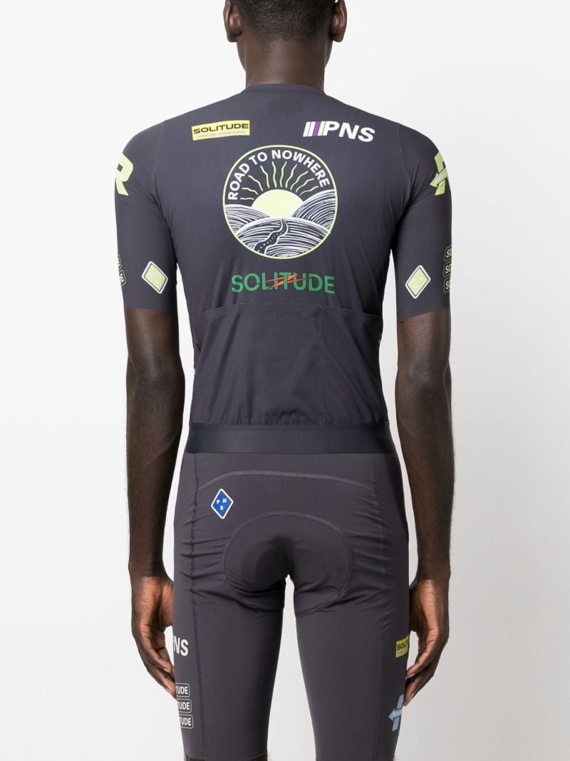 Grey Solitude Logo Print Cycling Top