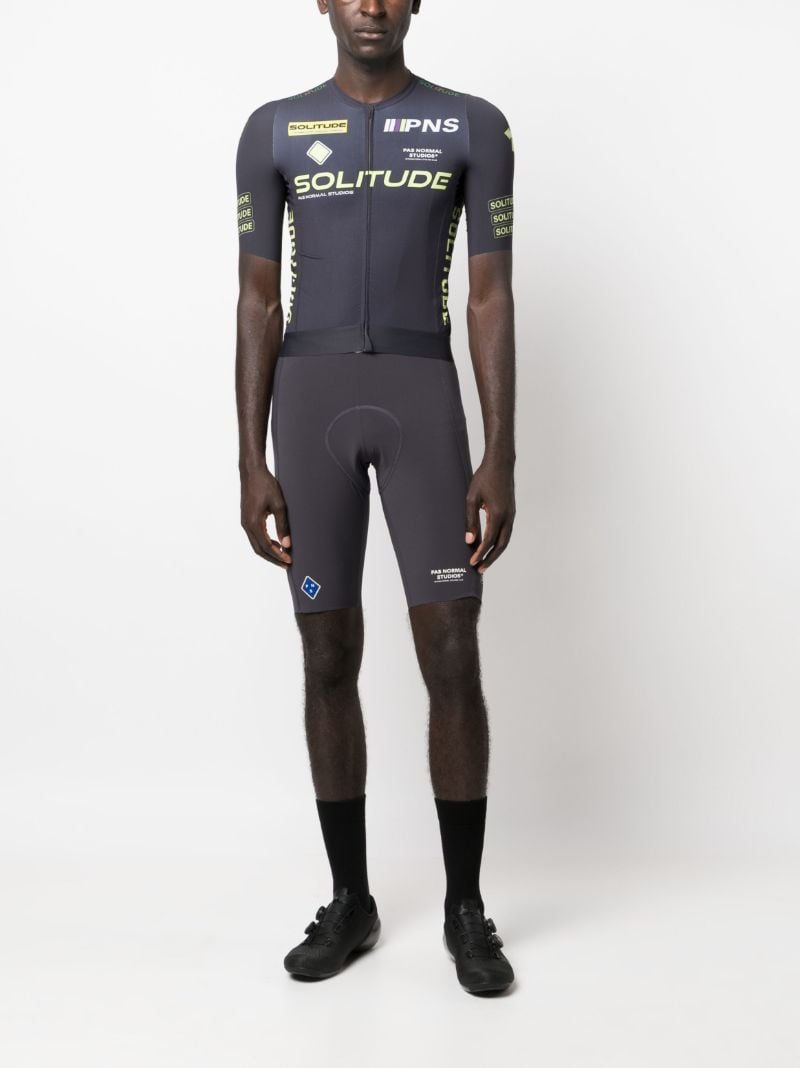 Grey Solitude Logo Print Cycling Top