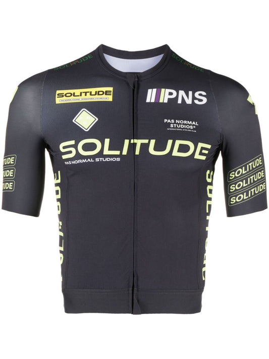 Grey Solitude Logo Print Cycling Top