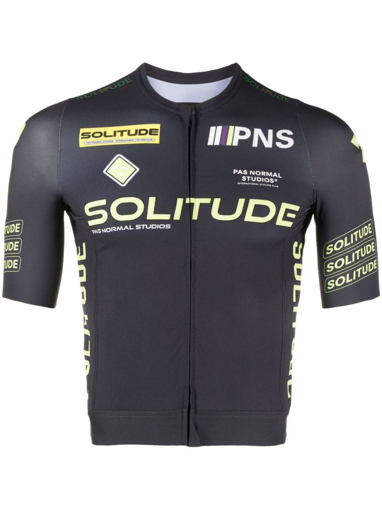 Grey Solitude Logo Print Cycling Top
