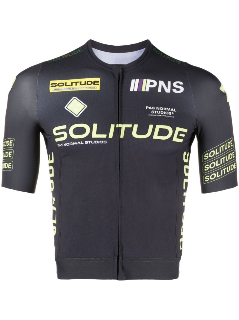 Grey Solitude Logo Print Cycling Top