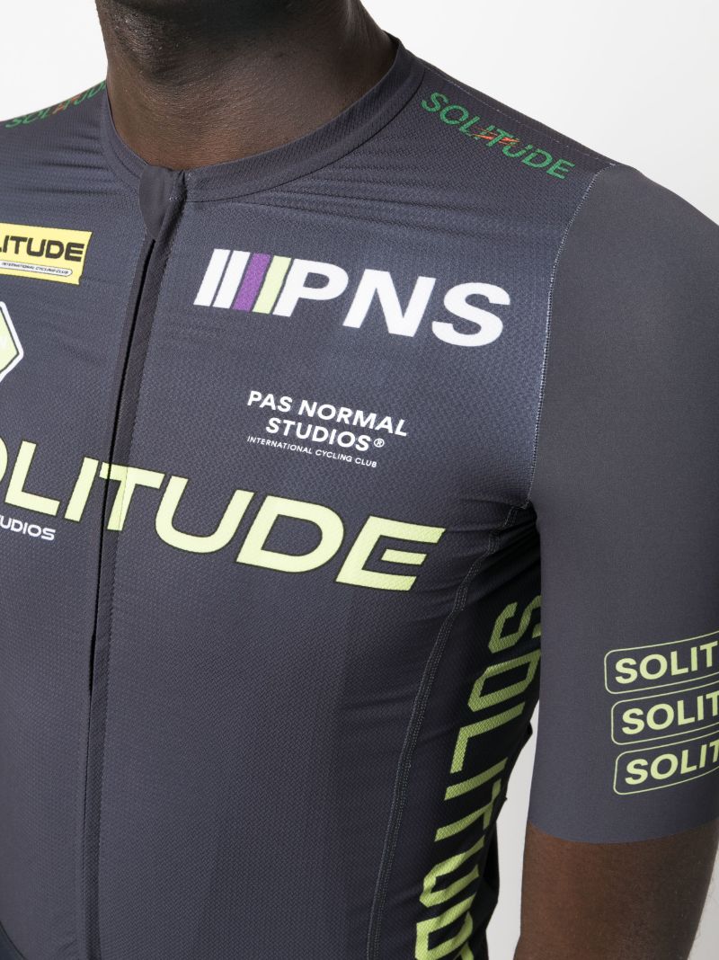 Grey Solitude Logo Print Cycling Top