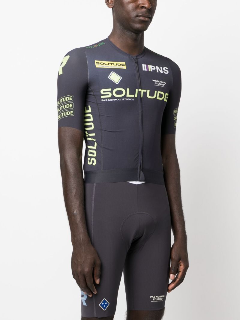 Grey Solitude Logo Print Cycling Top