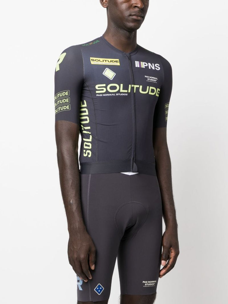 Grey Solitude Logo Print Cycling Top